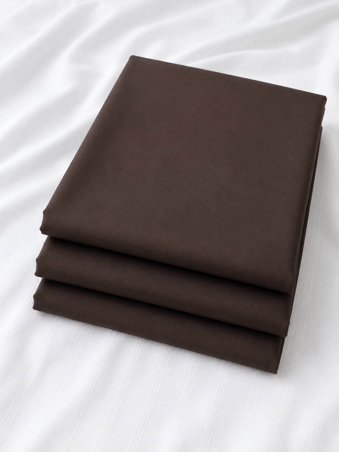 AW Signature Blended Wash & Wear fabric in Chocolate Brown, Folded