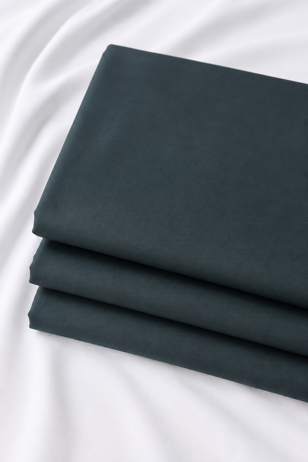 AW Signature Blended Wash & Wear fabric in Deep Slate Teal, folded