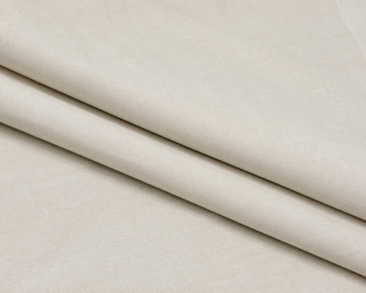 AW Aura Blended Wash & Wear fabric in Natural Ivory, folded fabric